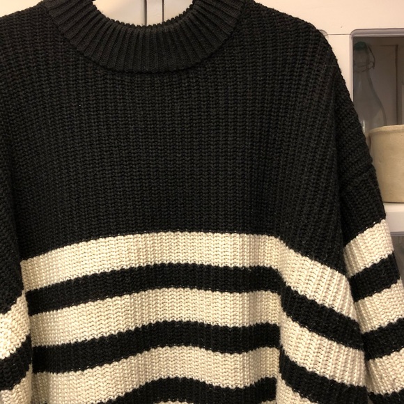 Zara | Sweaters | Zara Oversized Black And White Striped Sweater | Poshmark